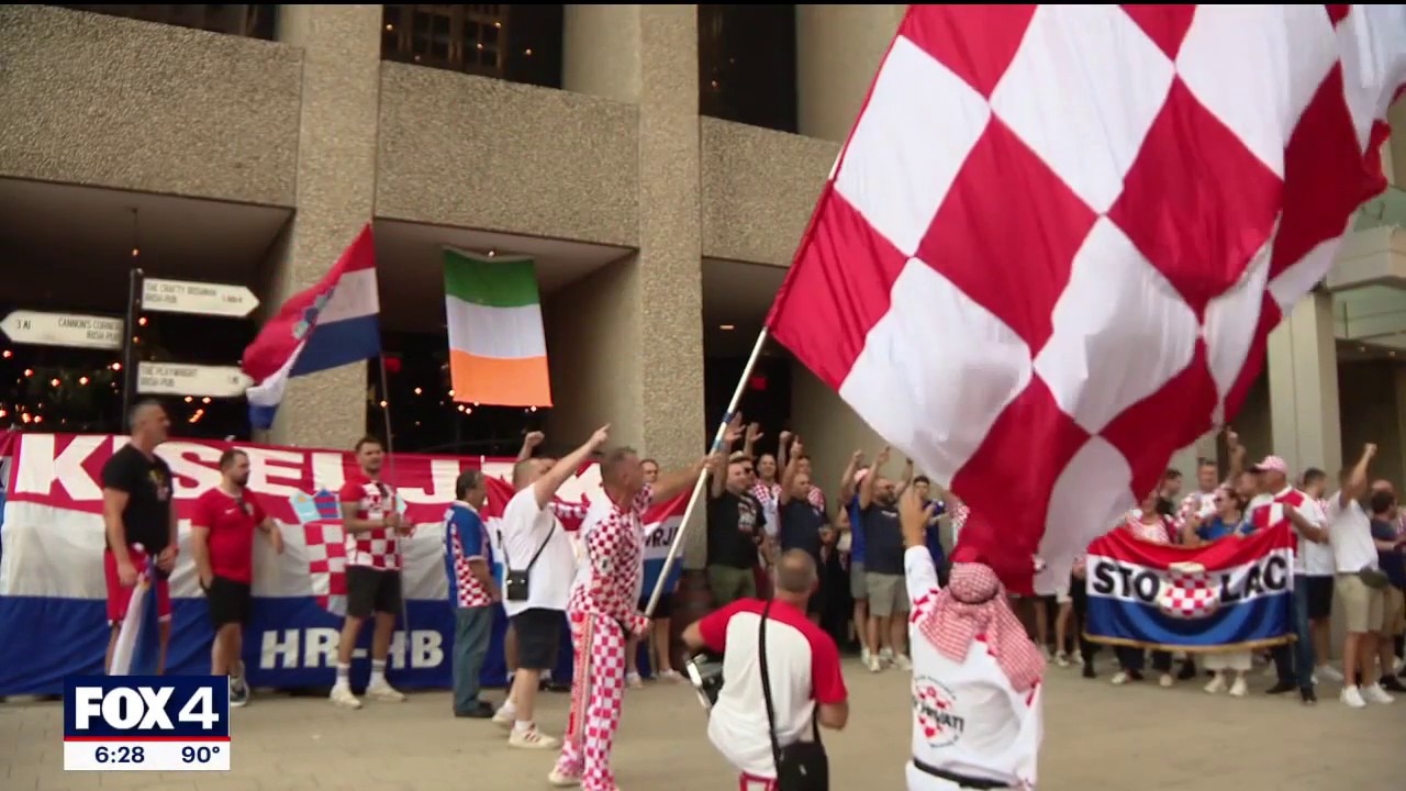 Croatian fans parade ahead of Dallas Stadium match