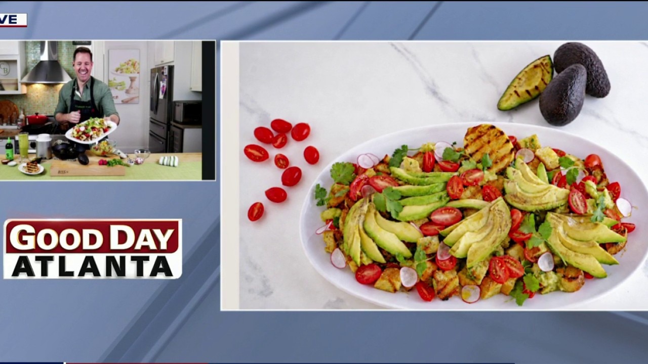 Grilled avocado toast salad with  Chadwick Boyd