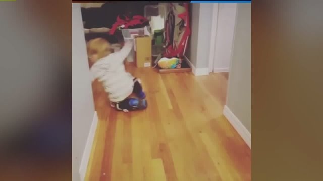 Toddler gets excited for ski season