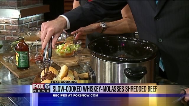 Tailgating time: See how to prepare low-cooked whiskey-molasses shredded beef