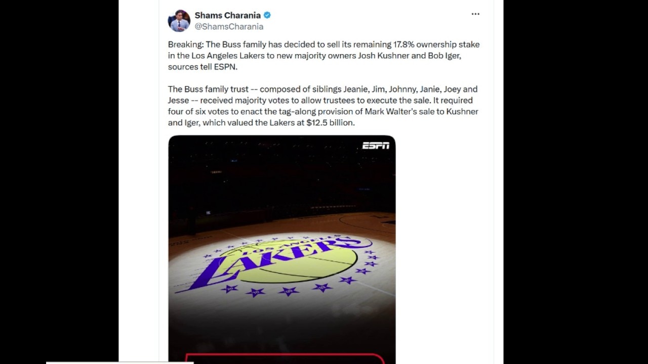 Buss family sells ownership in Lakers: report 