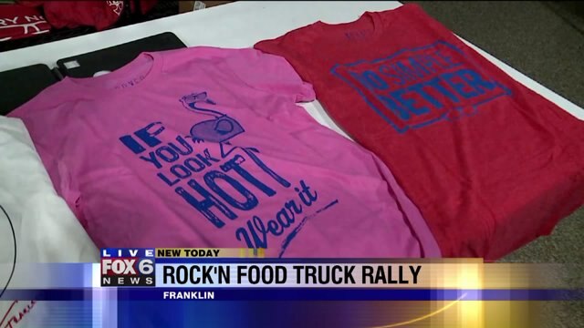 Carl checks out some of the apparel at Rock`n Food Truck Rally
