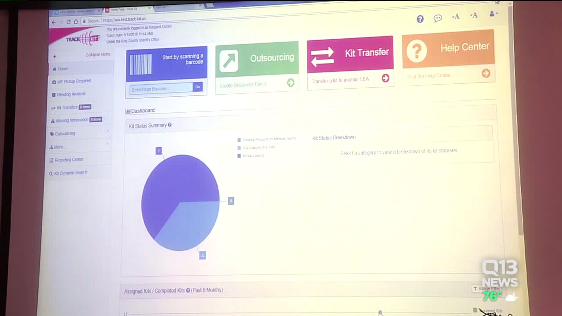 State Patrol`s rape kit test status website