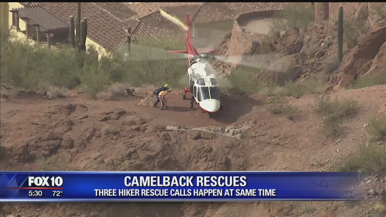 Crews rescue 3 hikers on Camelback Mountain