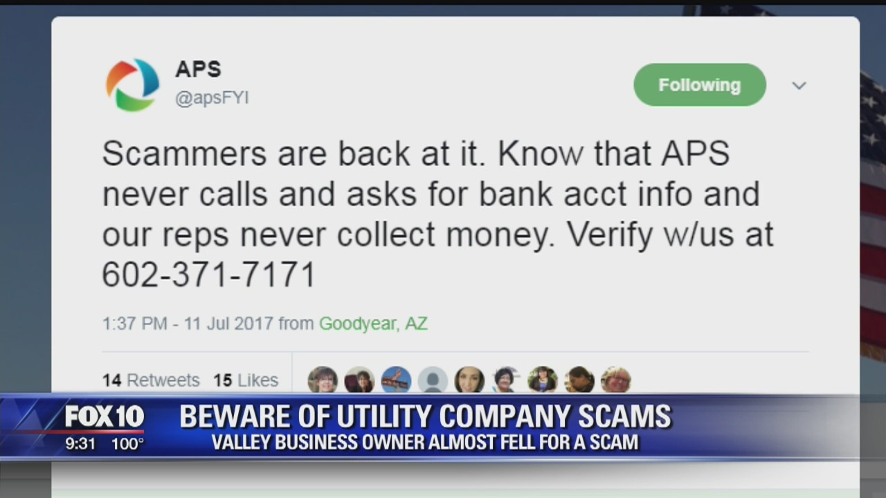 APS issues warning on utility company scammers