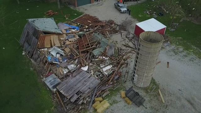 Raymond Barn Damage drone video
