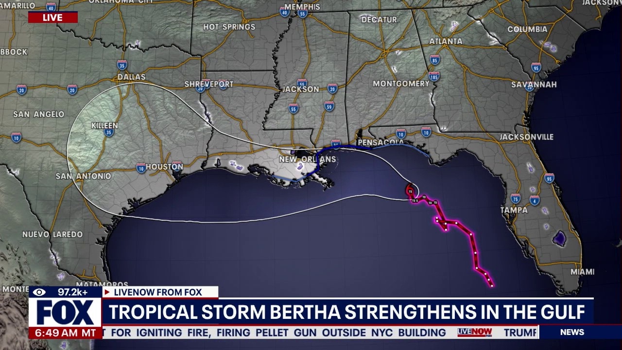 Tropical Storm Bertha strengthens in the Gulf