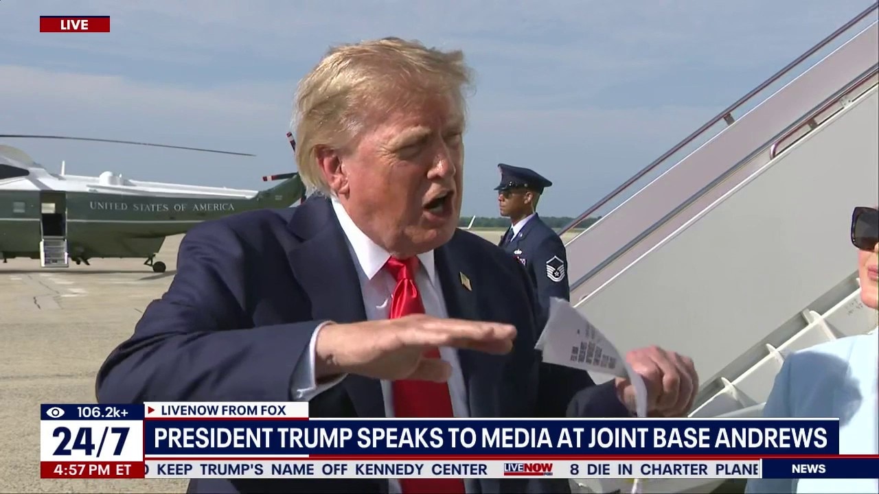 Trump speaks to media ahead of Darline Graham rally