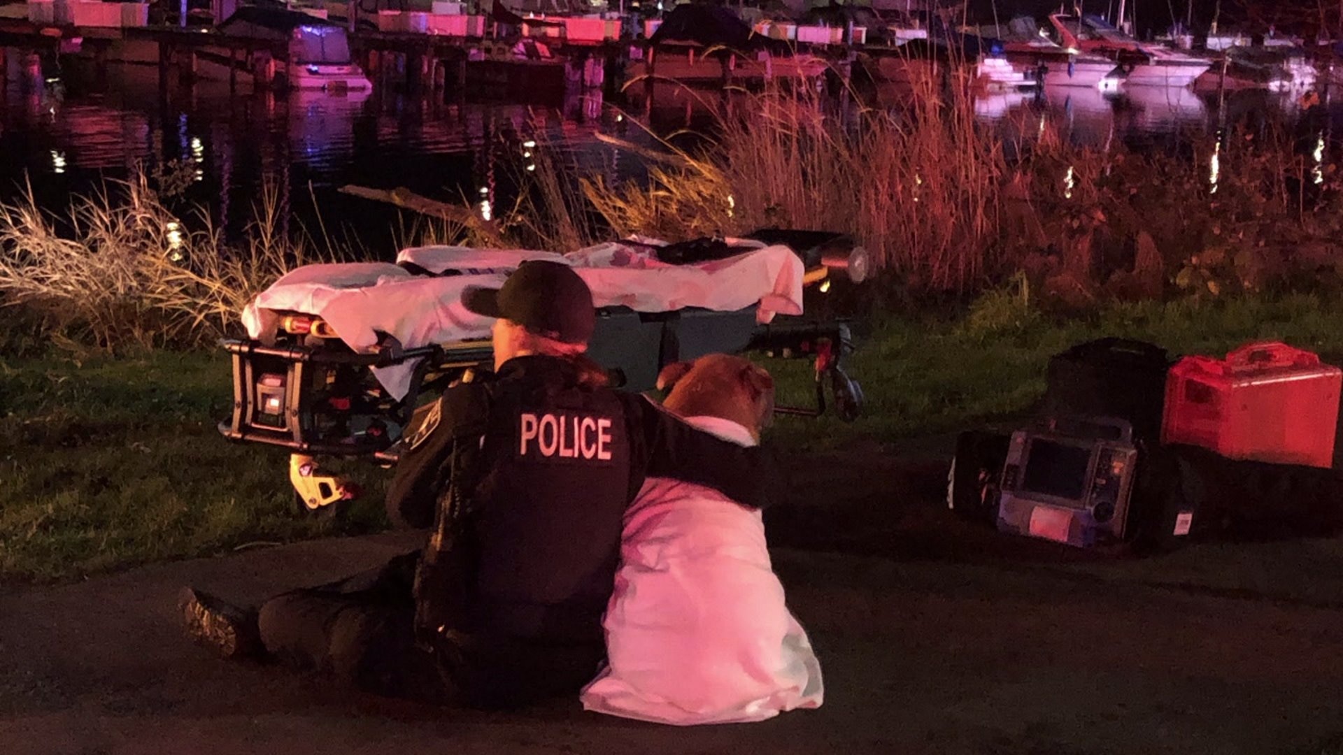 Man, dog take `polar plunge` to escape marina fire