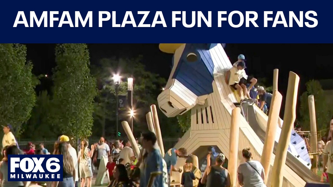 Brewers fans enjoy plaza before, after games