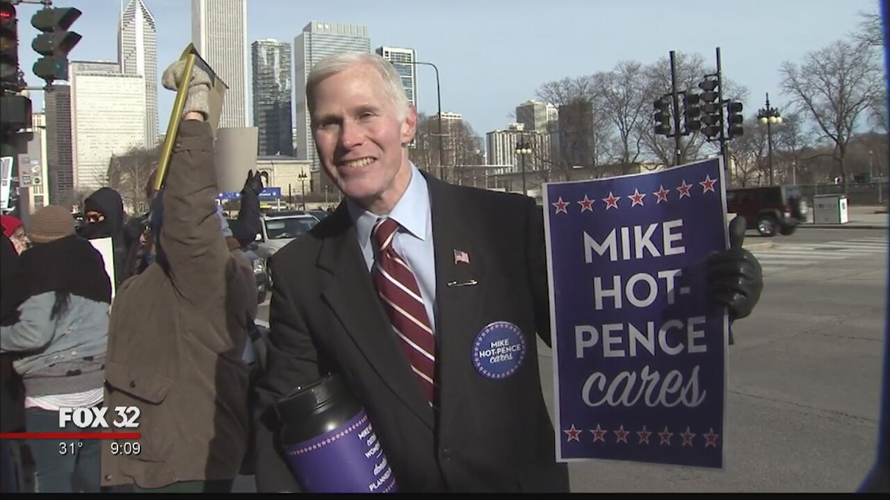Pence's Chicago visit raises about $1M, draws protests
