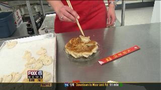 The finishing touch on the potstickers