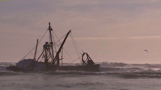 Sinking Fishing Boat ToO Dangerous To Move