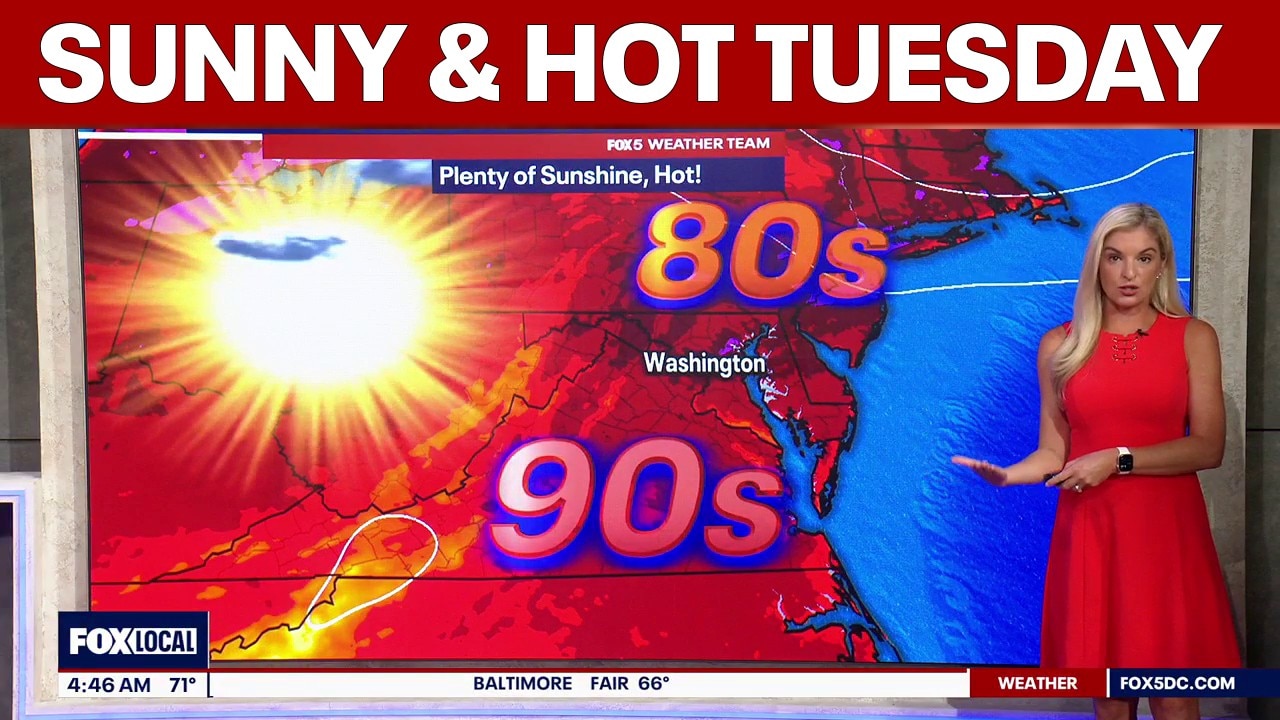 DC weather: Sunny Tuesday with highs near 92 degrees