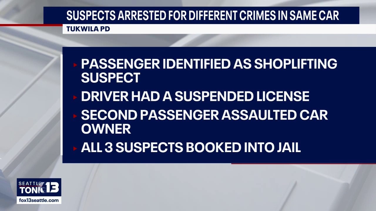 3 people arrested for 3 separate crimes in Tukwila