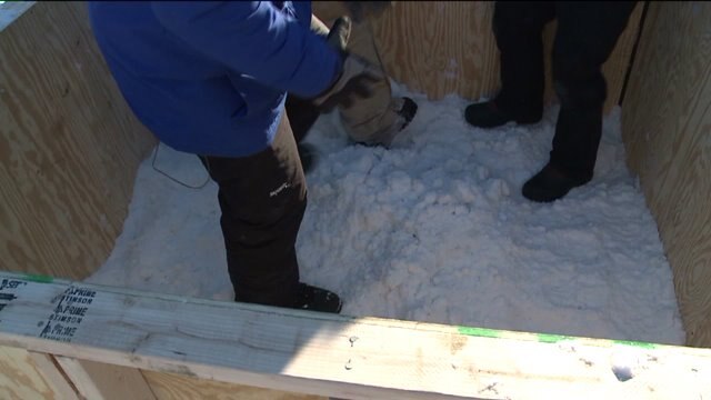 Chip learns how to form the perfect snow block