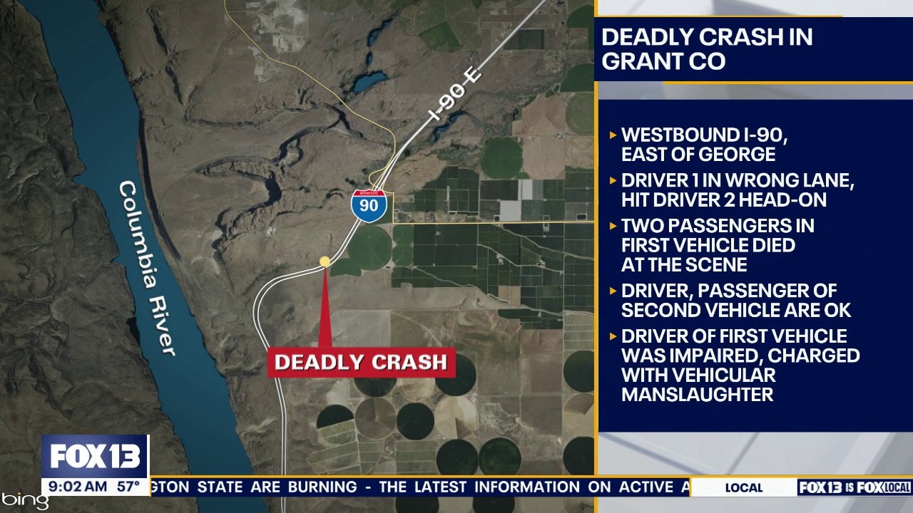 Two killed in Grant County wrong-way crash