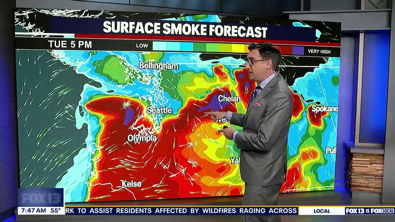 WA Surface smoke forecast for Monday Aug. 3