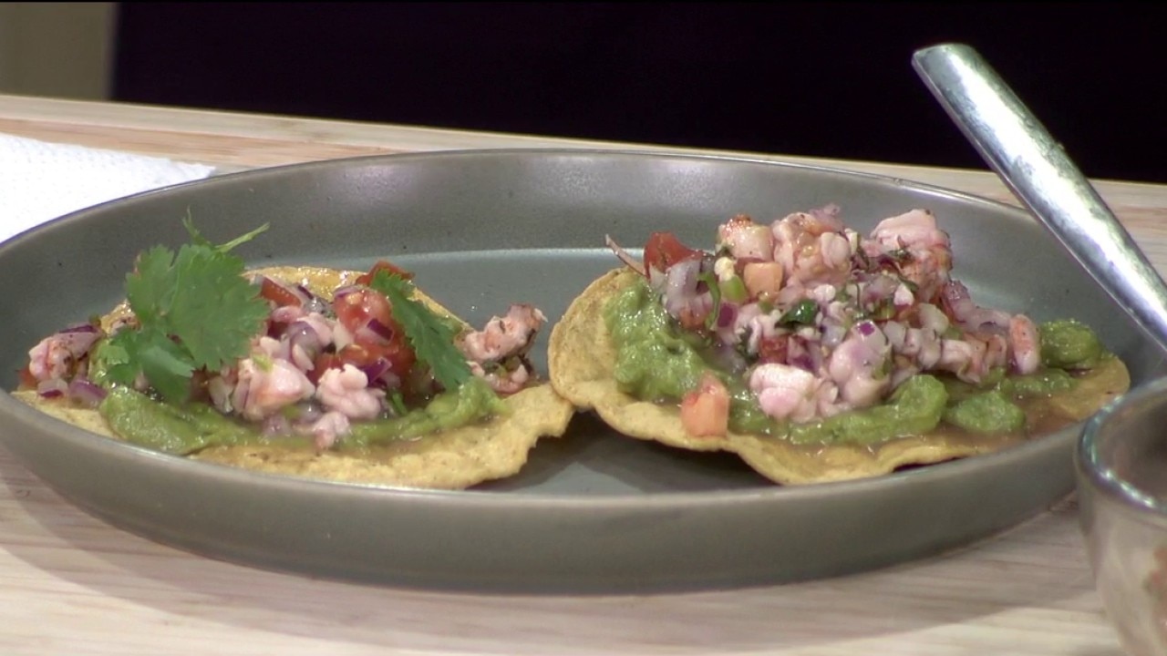 Shrimp ceviche tostadas
