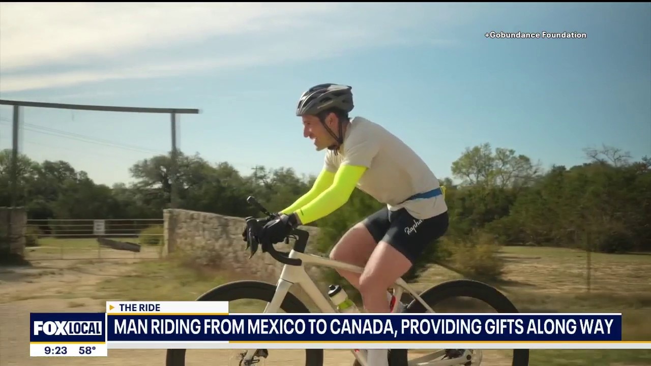 Man riding from Mexico to Canada, providing gifts on the way
