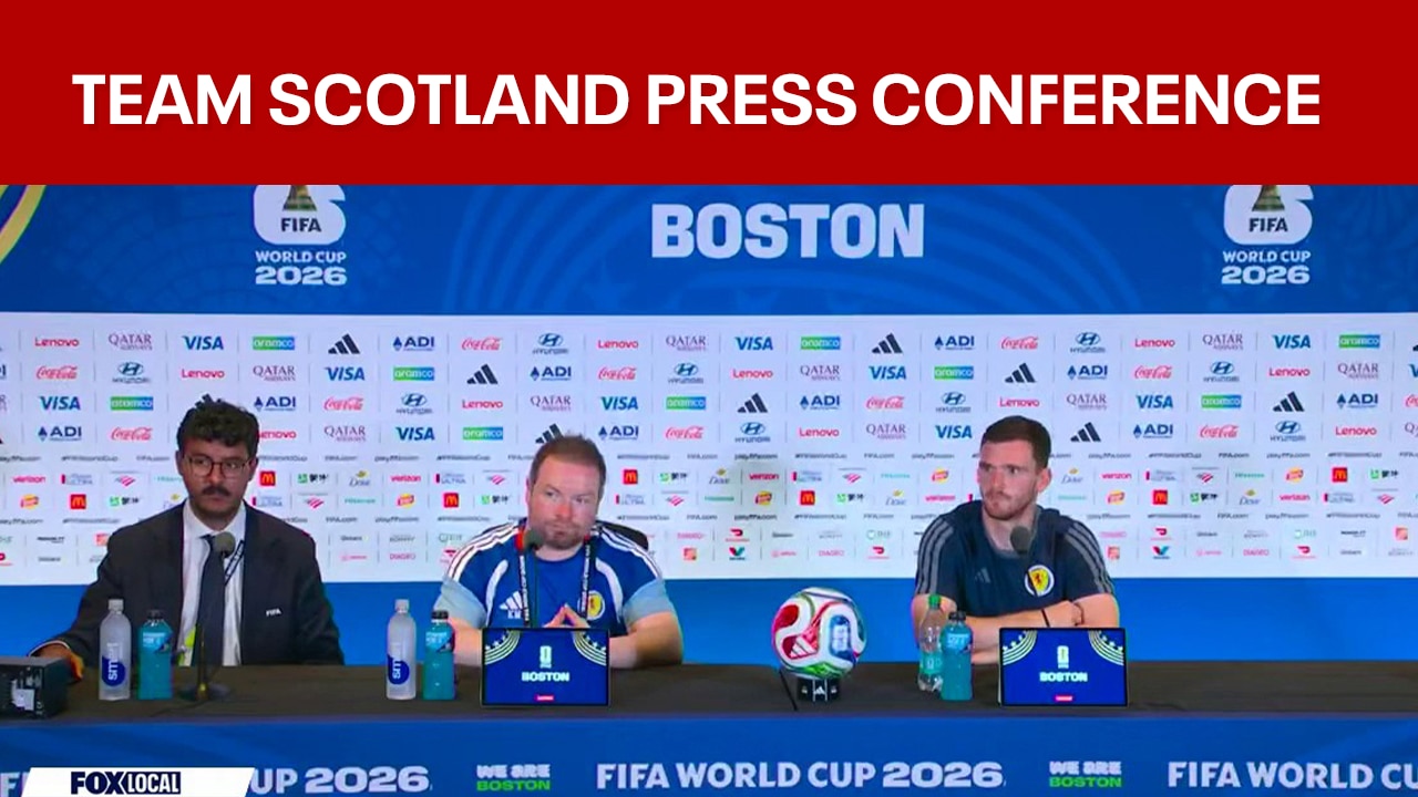 Team Scotland speaks at World Cup press conference. 