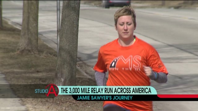 Jamie Sawyer running the MS run the US relay