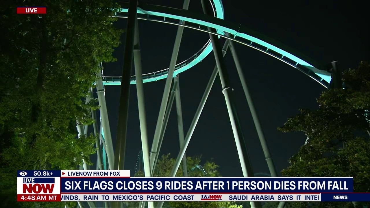 Six flags closes 9 rides after man dies from fall 