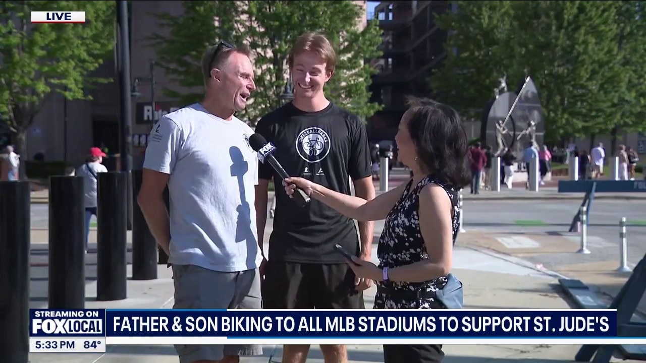 Father and son duo biking to all MLB parks supporting St. Jude's reaches halfway point in Chicago