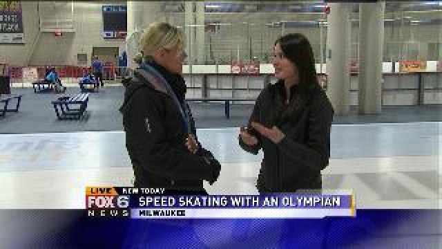 Laura talks speed skating with Aly Dudek