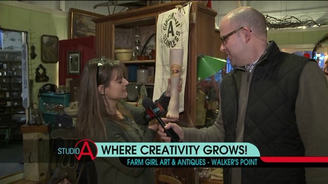 Checking out the unusual at Farm Girl Art & Antiques