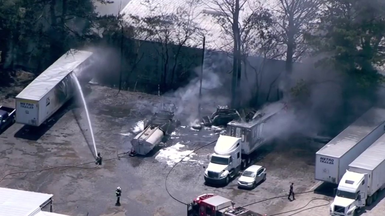 Tractor-trailers engulfed in flames at South DeKalb shop