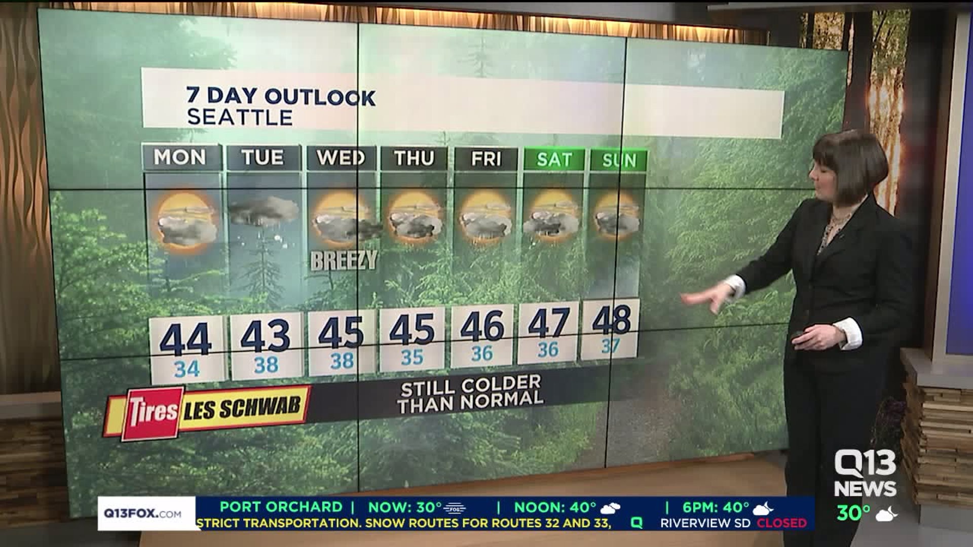 Q13 News forecast for Monday
