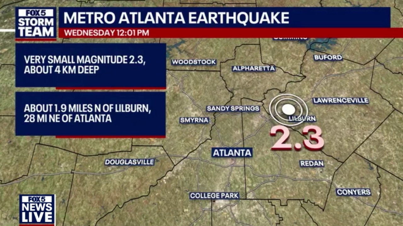 2.3 magnitude earthquake reported near Lilburn, Georgia