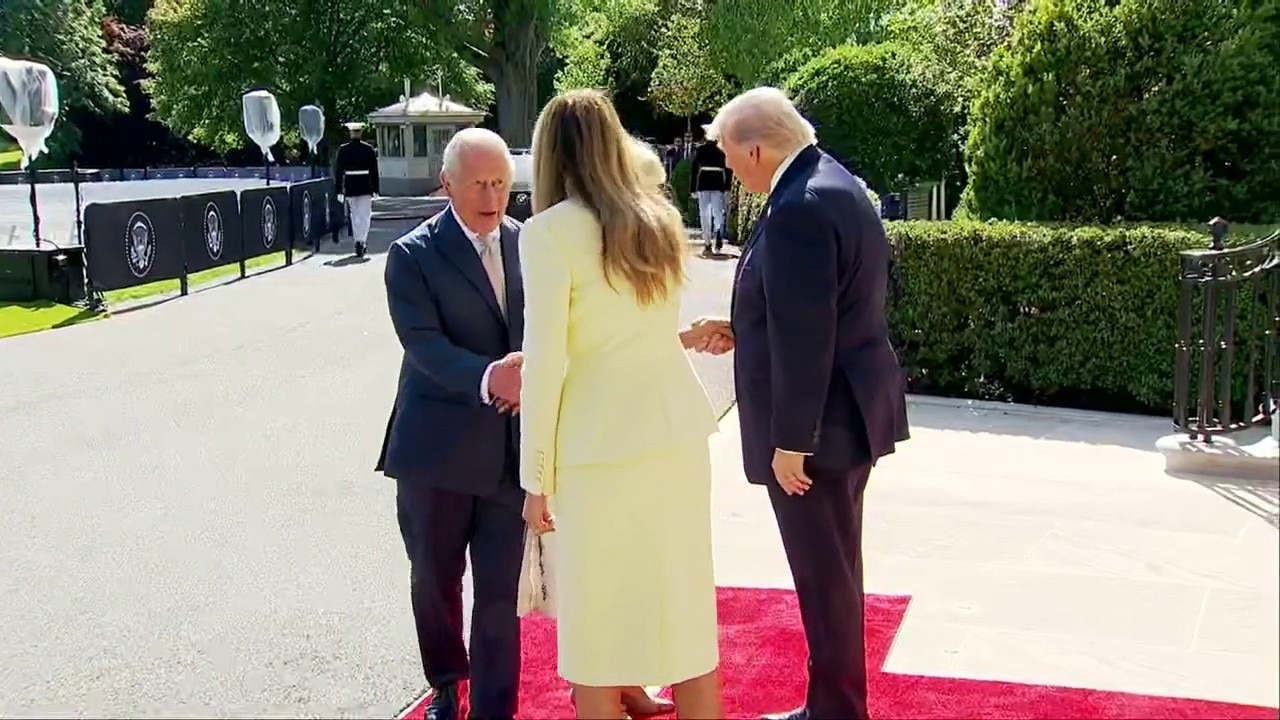 President Trump, First Lady greet King Charles, Queen Camilla