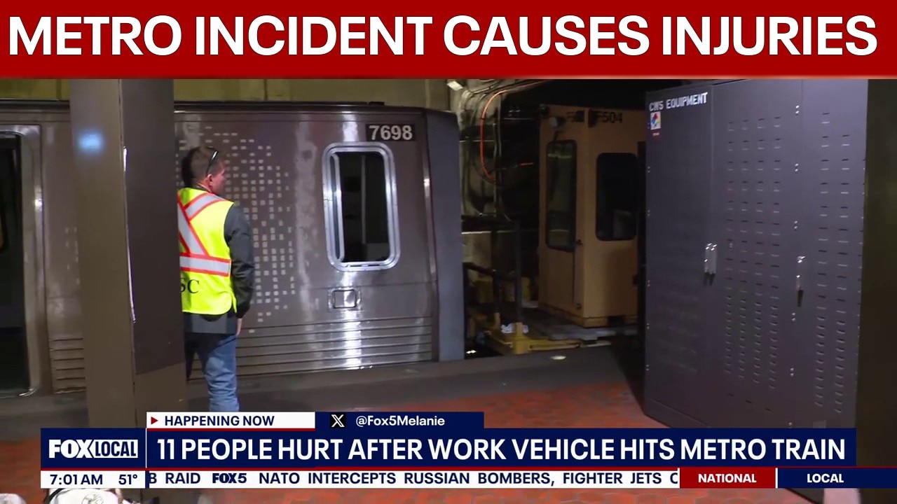 11 injured after WMATA work vehicle strikes stationary train