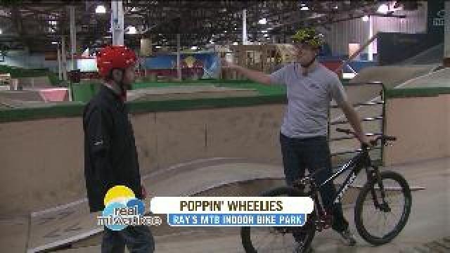 Chip goes bike riding at indoor park