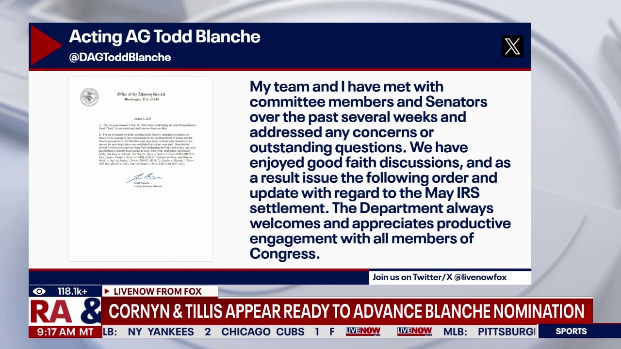 Cornyn, Tillis appear ready to confirm Blanche as AG