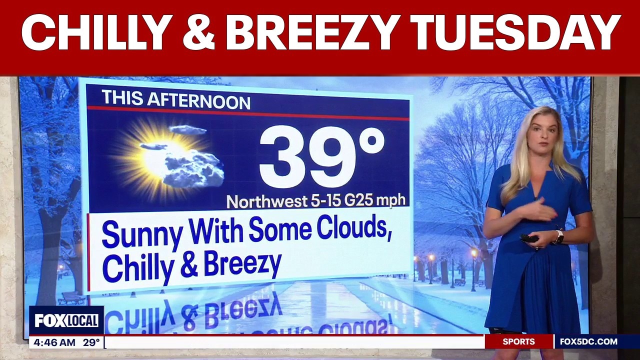 DC weather: Chilly and breezy Tuesday; highs near 39 degrees