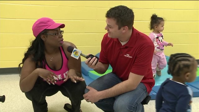 Chip hangs out in the muscle room at the COA Youth & Family Center