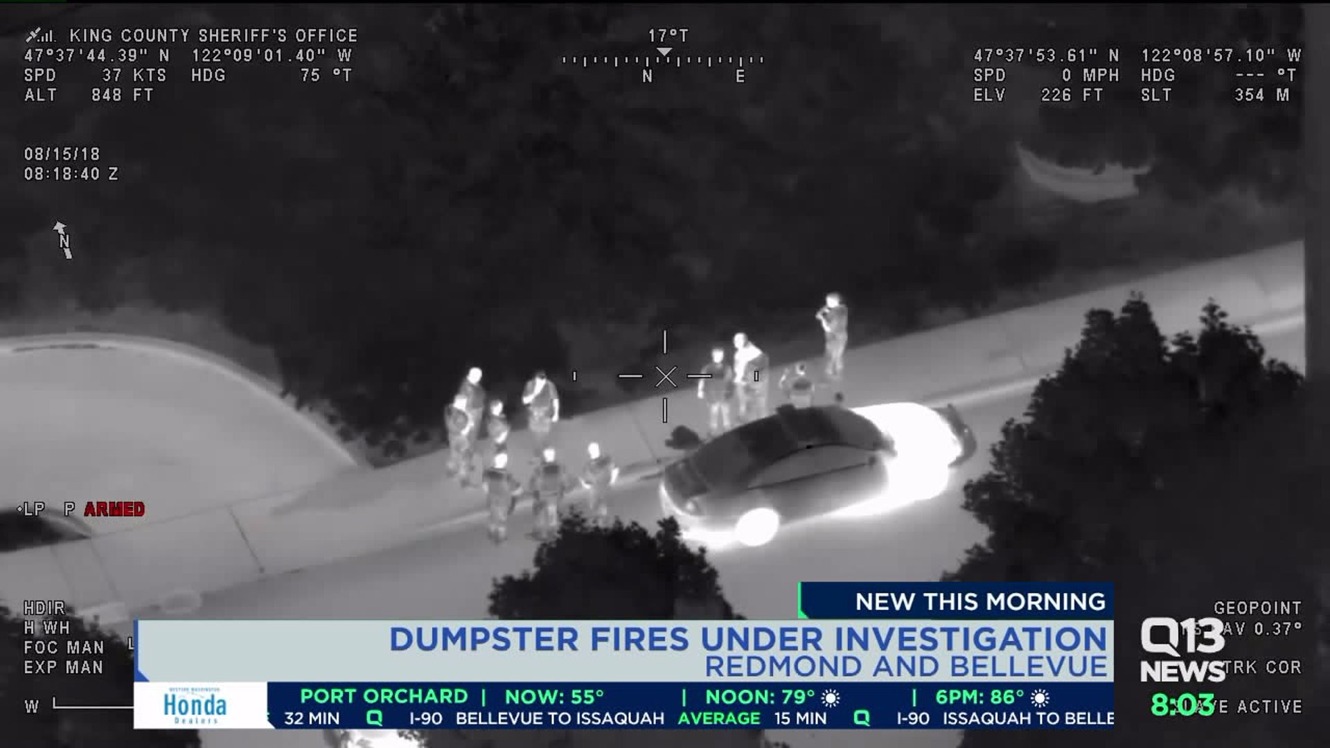 Dumpster fires set in Redmond and Bellevue