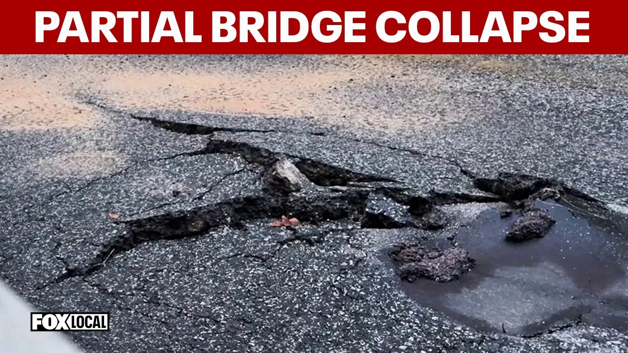 Partial bridge collapse due to flooding in Montgomery County
