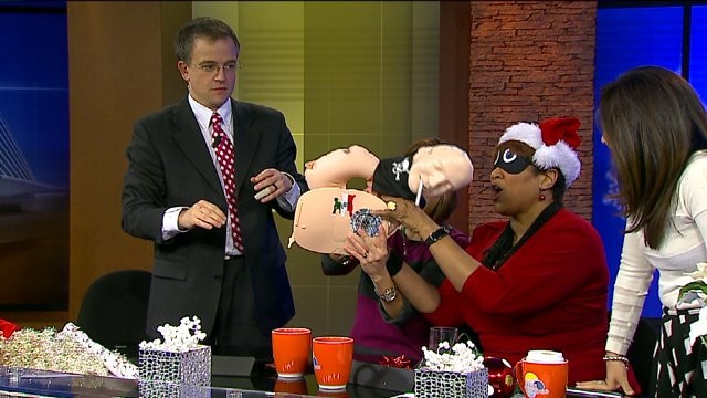 Hosts get in the spirit of the season with a blindfolded guessing game