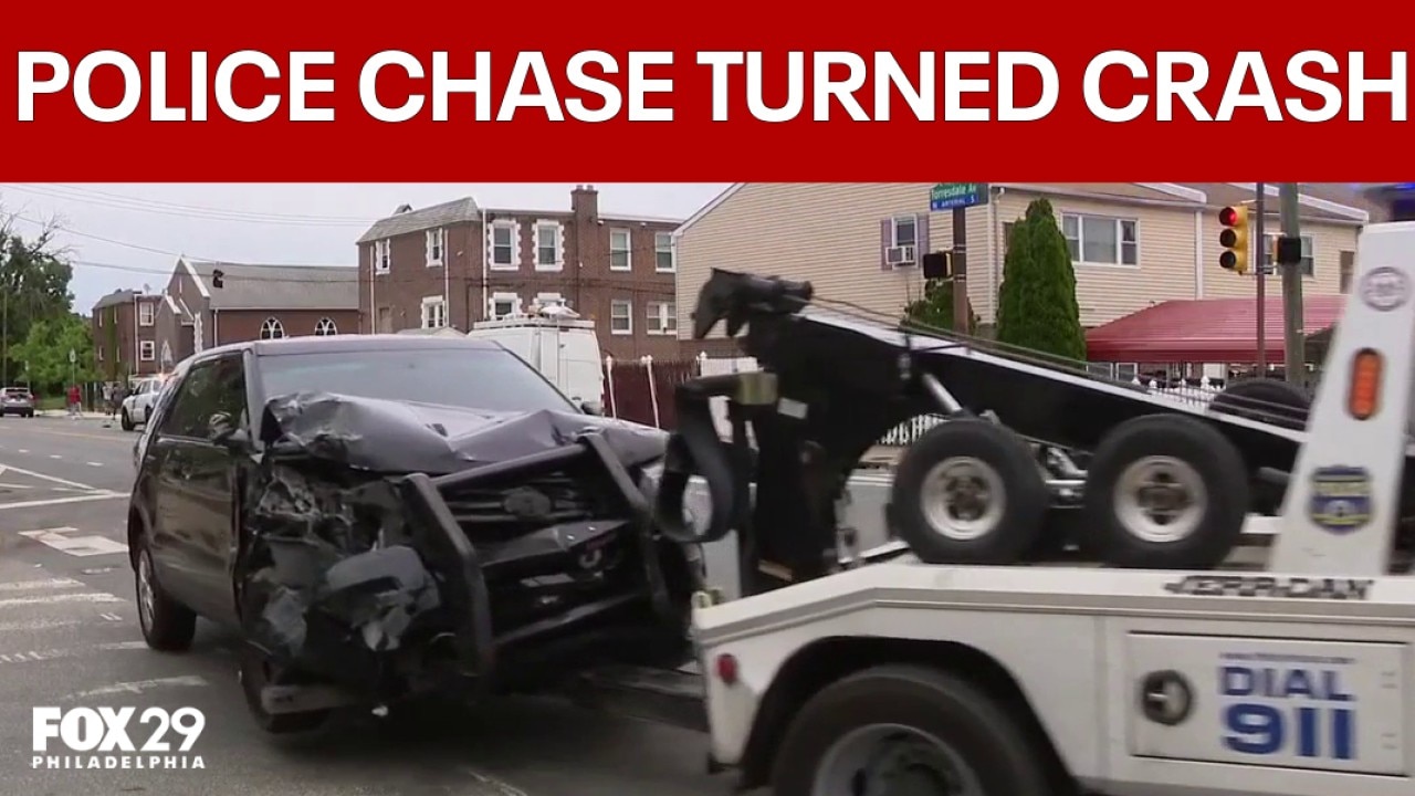 Trenton to Philly police chase ends in crash; suspect at-large