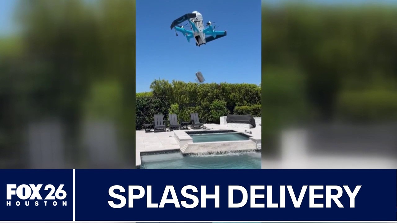 Houston-area drone delivery dropped into customer's pool