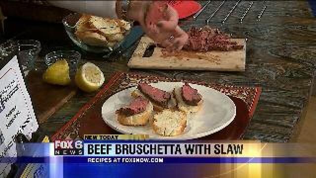 The Beef Lady prepares Beef Bruschetta with slaw