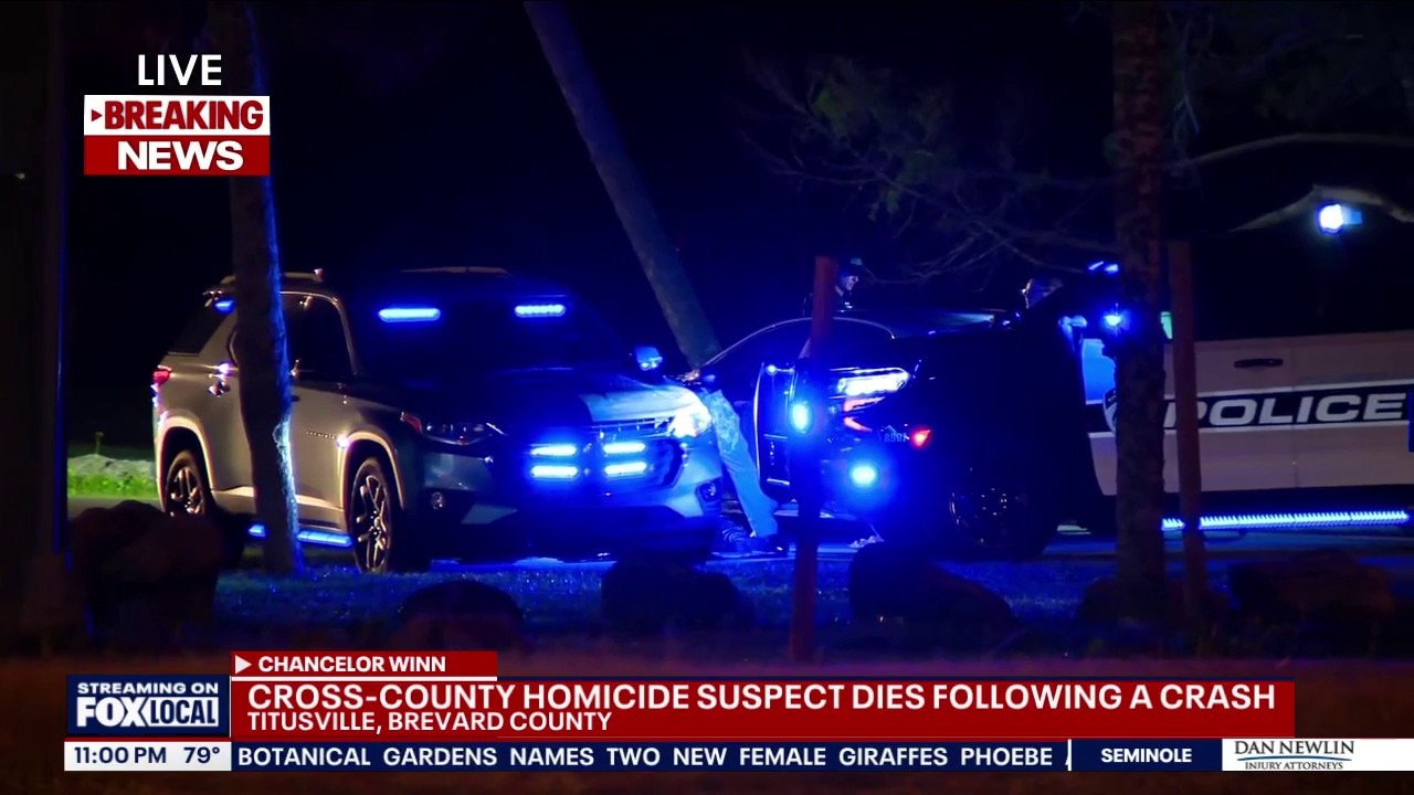 Homicide suspect dies after pursuit ends in Titusville crash