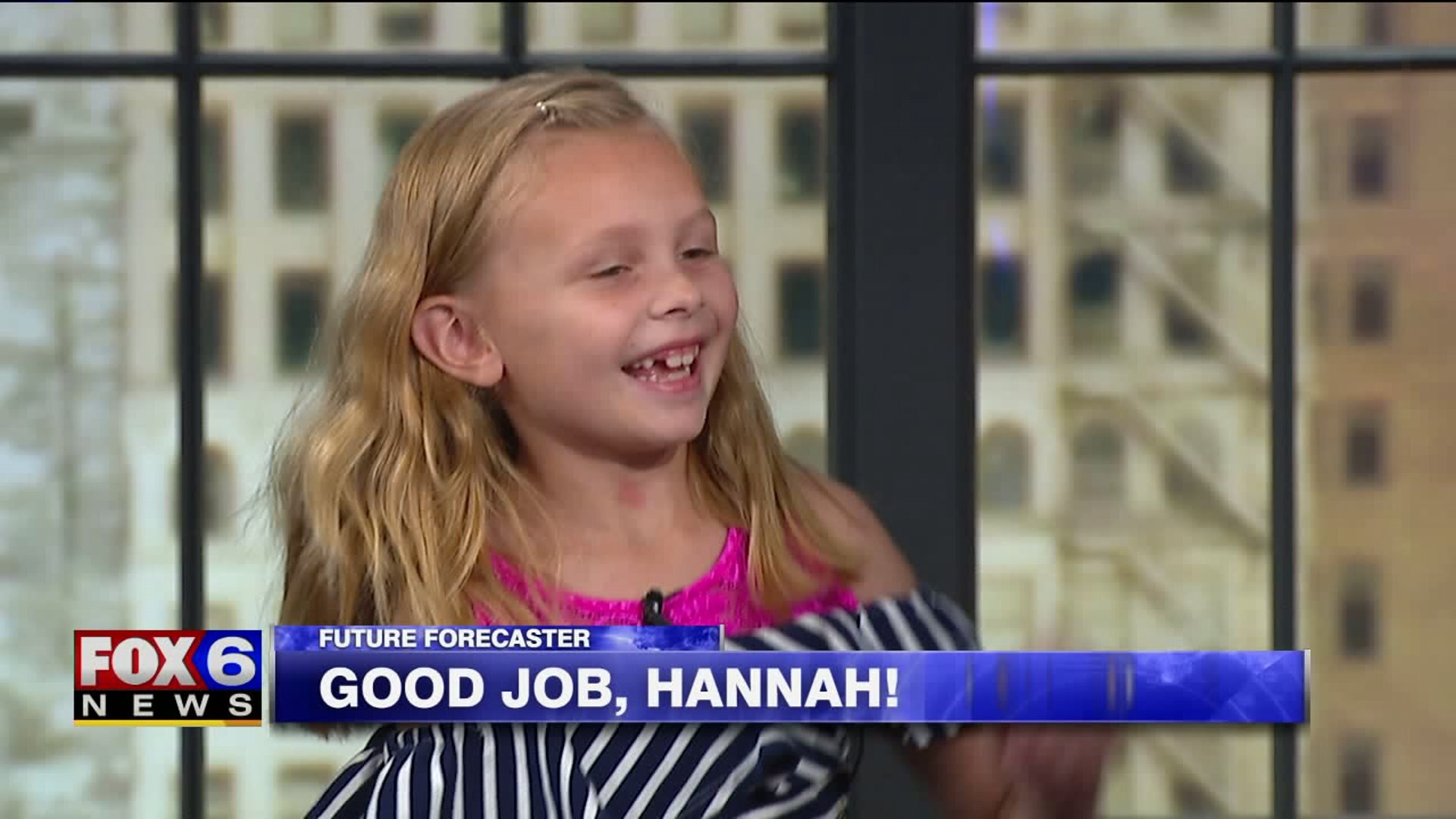 Hannah helps with the weather