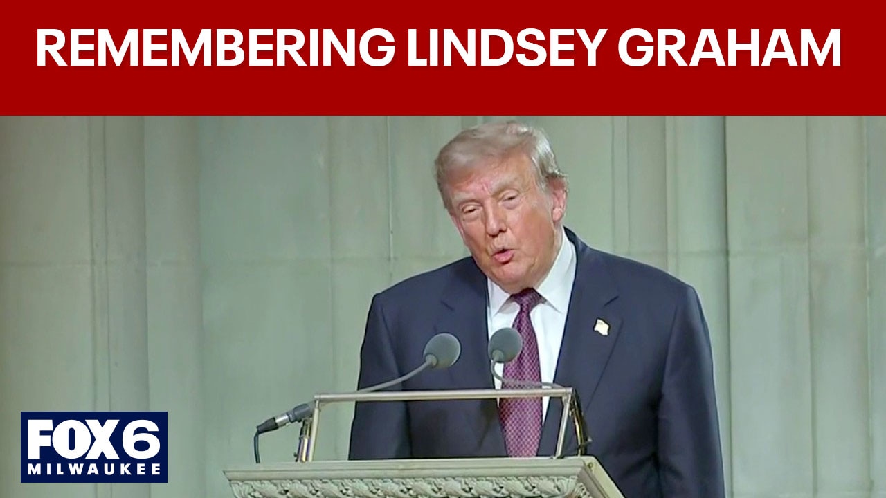 President Trump speaks at Lindsey Graham funeral