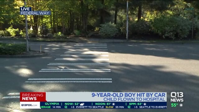 Boy, 9, hit by car on way to school in Federal Way