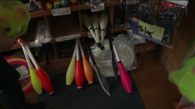 Chip checks out variety of items at Art Smarts Dart Mart & Juggling Emporium